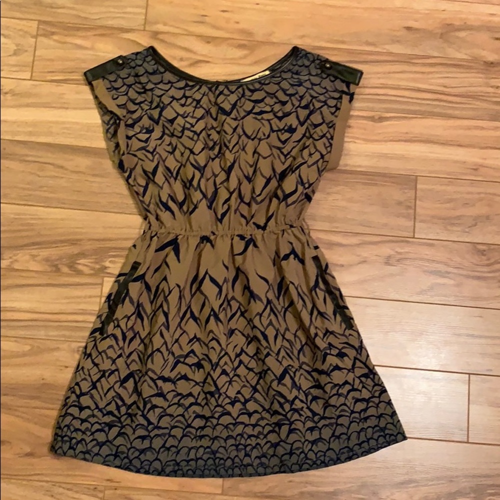 Tan dress with bird design